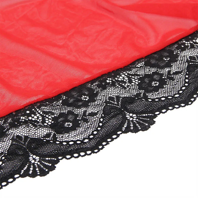 SUBBLIME - ROBE EN TISSU TRANSPARENT DÉTAIL DENTELLE ROUGE