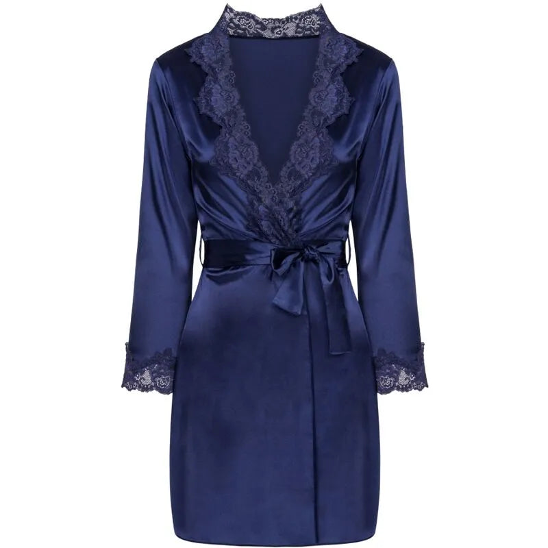 LIVCO CORSETTI FASHION - JACQUELINE LC 90249 ROBE DE CHAMBRE + CHEMISE + CULOTTE BLEU MARINE