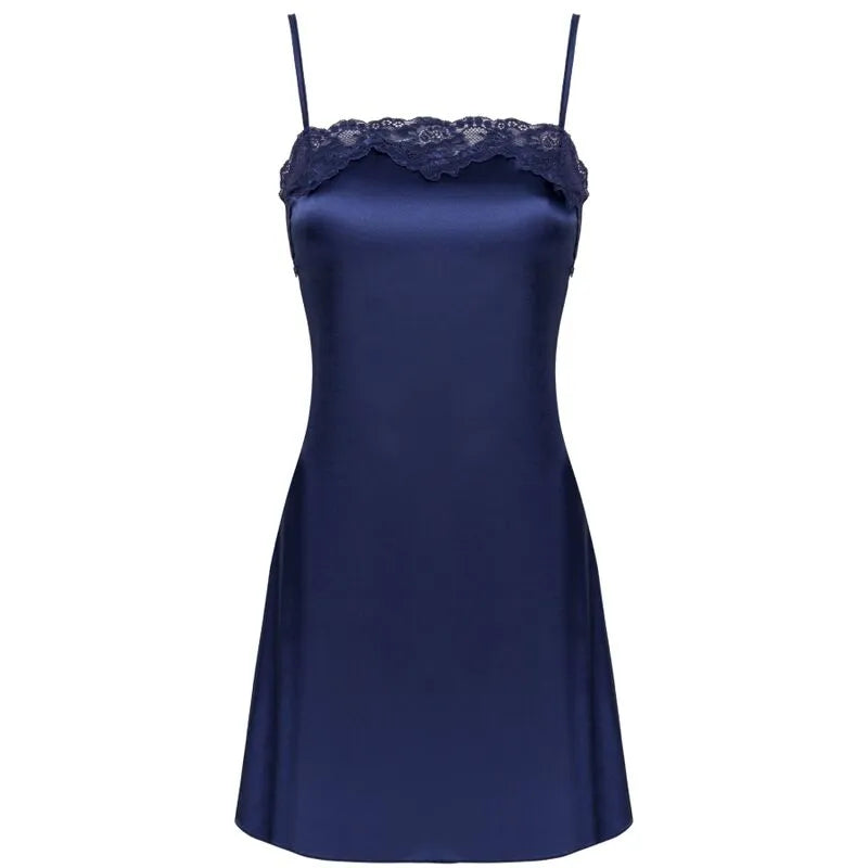 LIVCO CORSETTI FASHION - JACQUELINE LC 90249 ROBE DE CHAMBRE + CHEMISE + CULOTTE BLEU MARINE