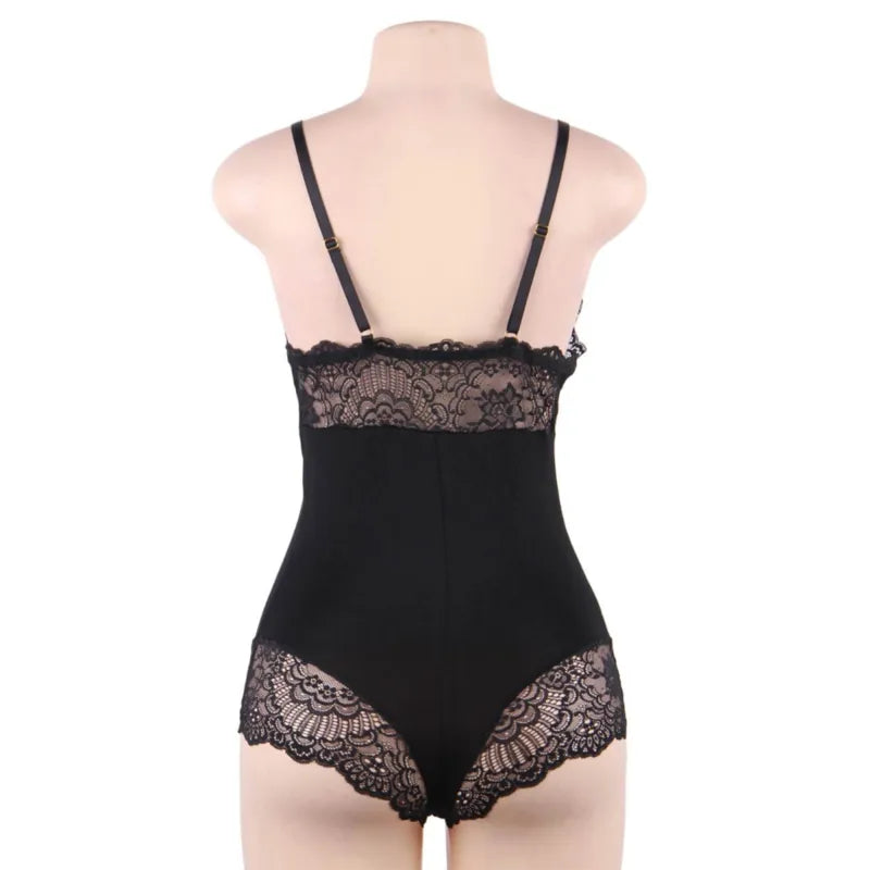 Lingerie Subblime Teddy Dentelle Florale Noir Sexy Confort Femme S/M