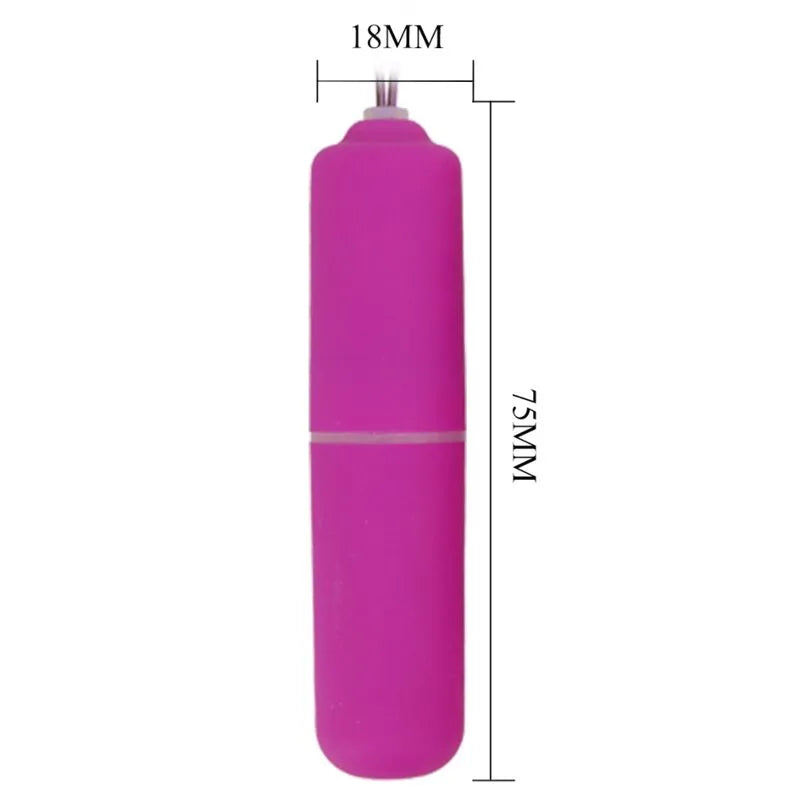 Balle vibrante violette avec télécommande, compatible string, dimensions 75mm x 18mm, pour jeux intimes.