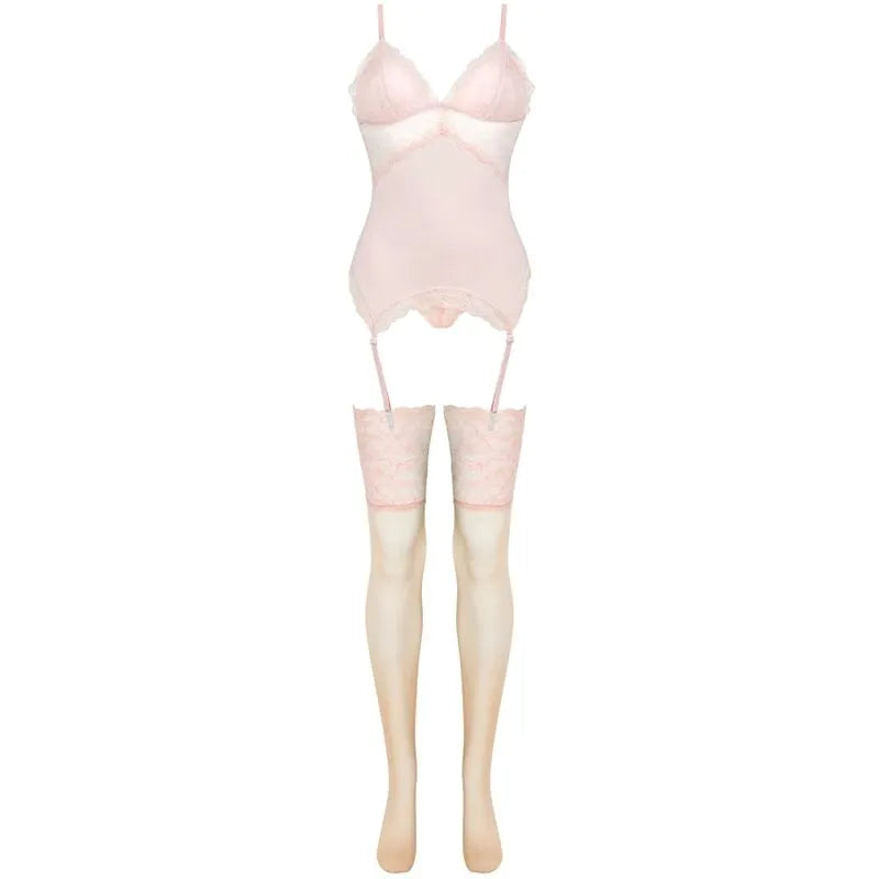 LIVCO CORSETTI FASHION - ENSEMBLE PERSINNE PÊCHE CORSET + CULOTTE + BAS