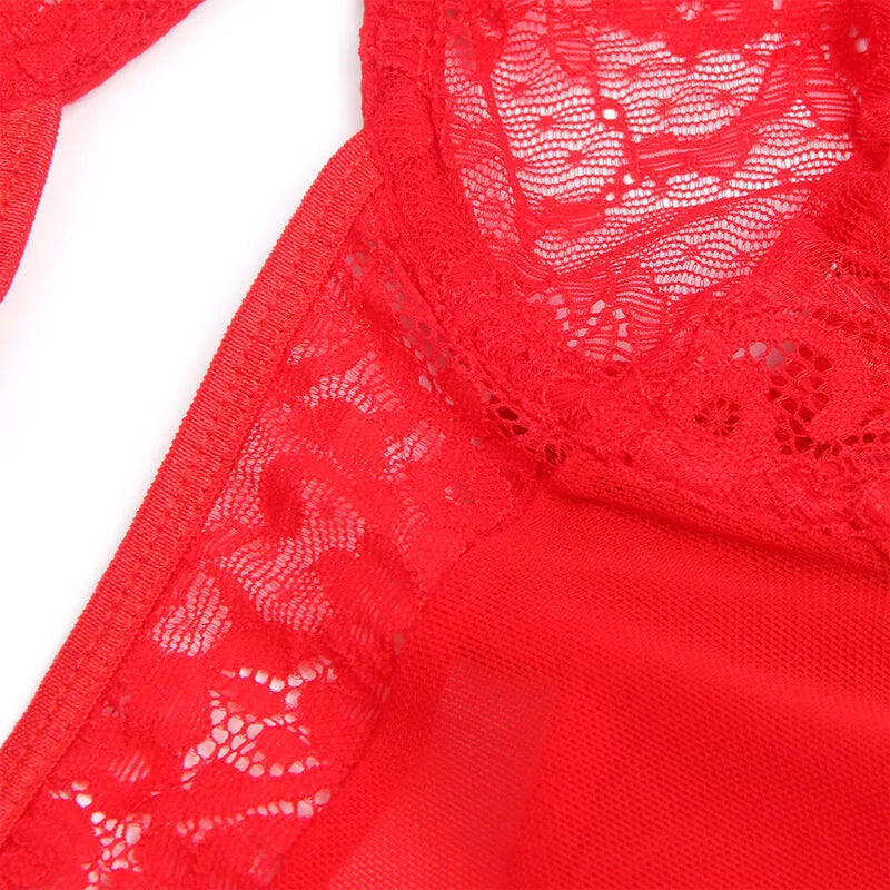 SUBBLIME - TEDDY AVEC JARRETIÈRE AVEC DÉTAIL DENTELLE ET BANDES ROUGE
