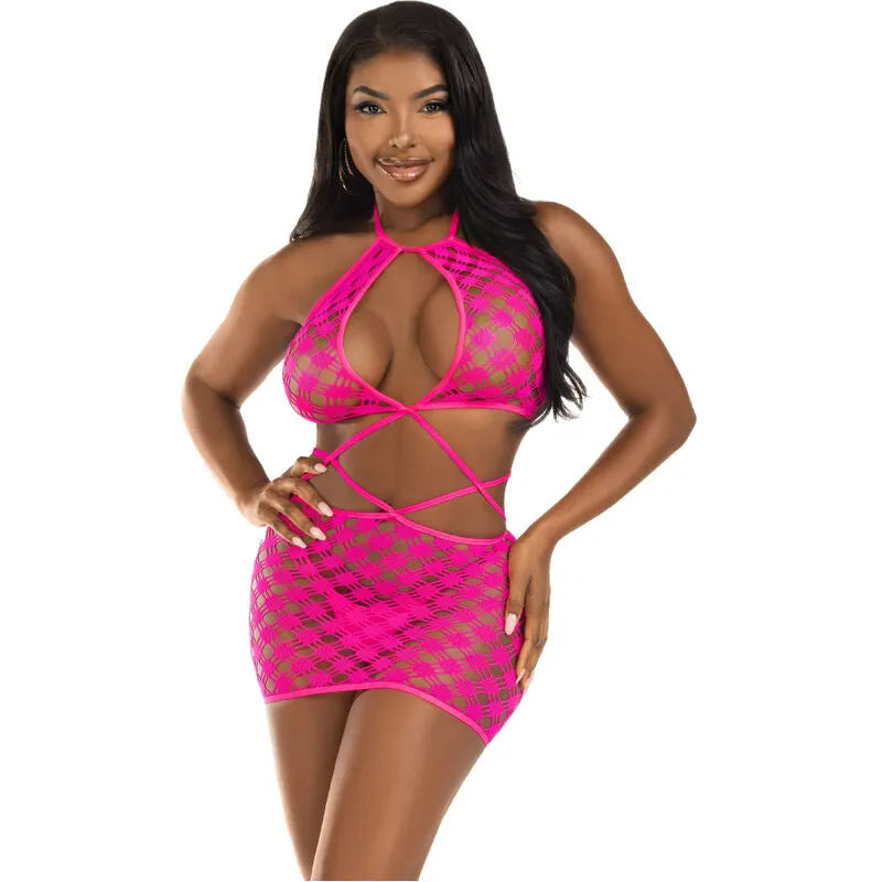 LEG AVENUE - MINI ROBE AVEC OUVERTURES FUCHSIA