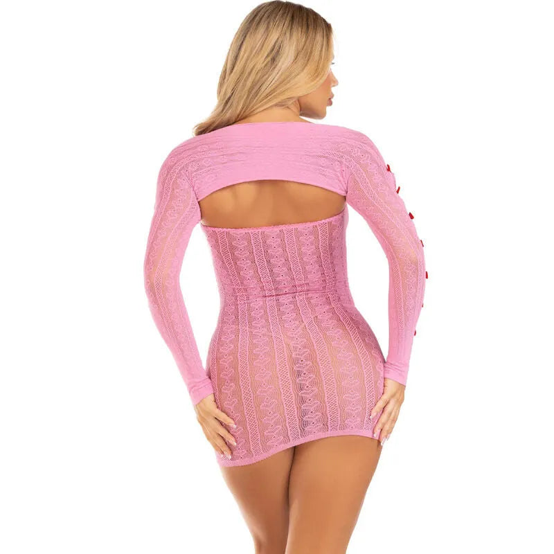 LEG AVENUE - ROBE COEUR & NOEUDS ROSE
