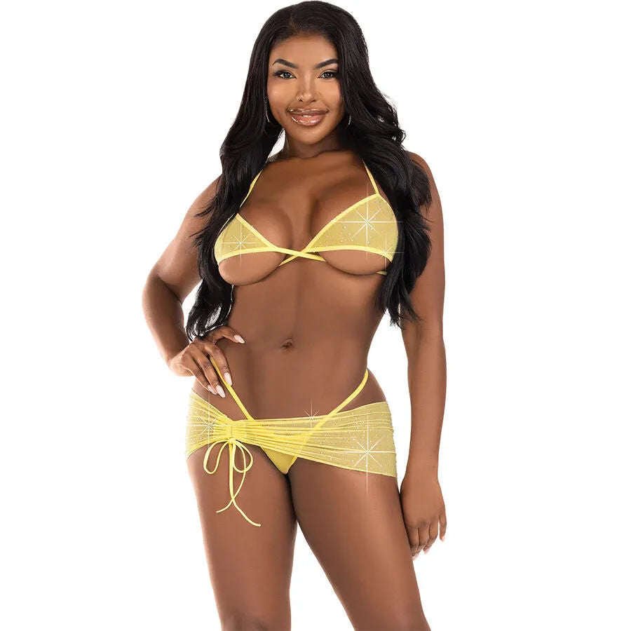 Ensemble bikini lingerie camouflage strass rose jaune bleu taille S M L