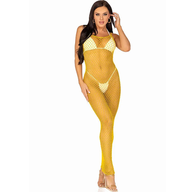 LEG AVENUE - ROBE LONGUE FILET JAUNE