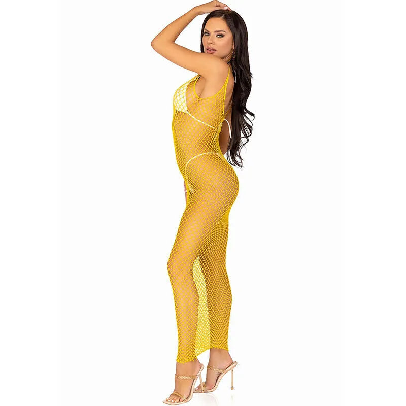 LEG AVENUE - ROBE LONGUE FILET JAUNE