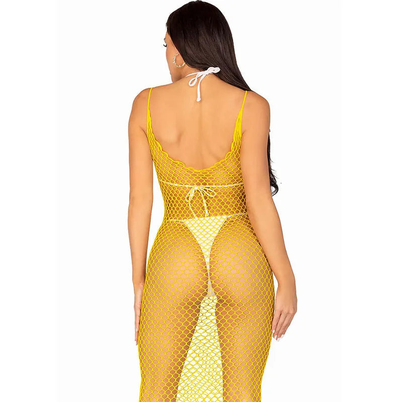 LEG AVENUE - ROBE LONGUE FILET JAUNE