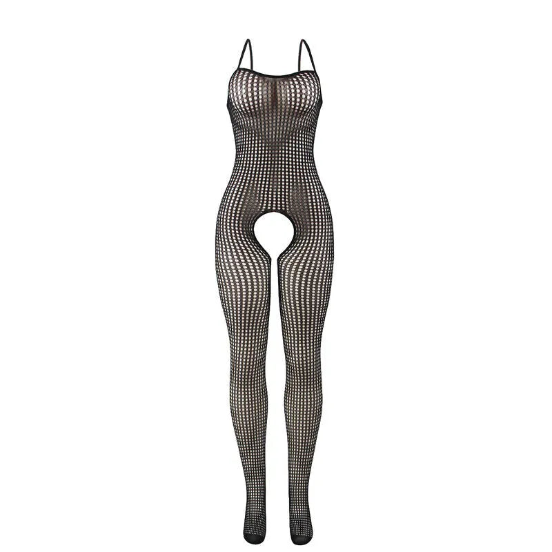 SUBBLIME - 951726 BODYSTOCKING NOIR EN RÉSILLE ÉLASTIQUE SANS FOURRURE