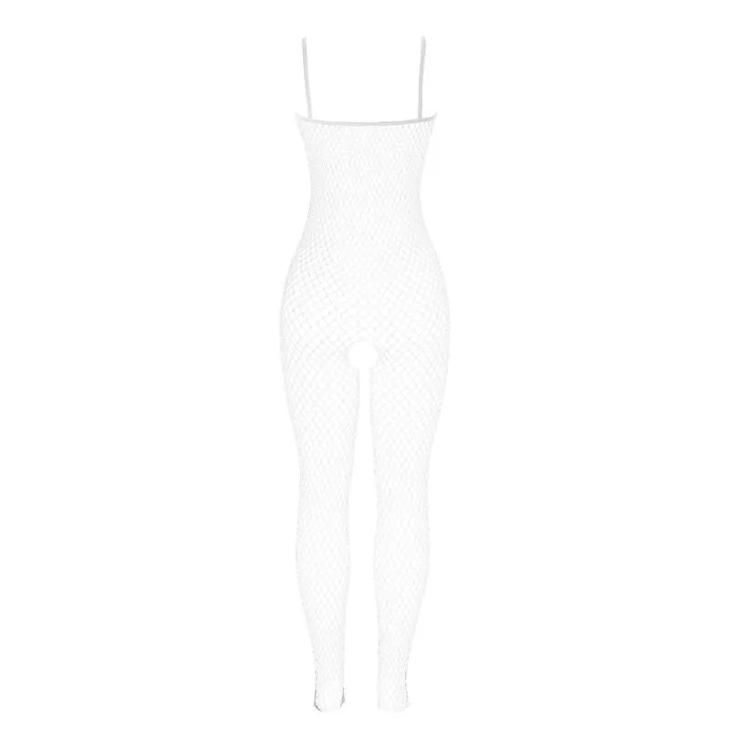 SUBBLIME - 951740 BODYSTOCKING RESILLE BLANCHE ENTREJAMBE AVEC NOEUDS