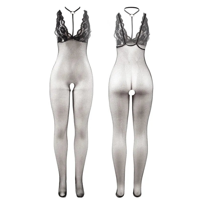 SUBBLIME - 951993 BODYSTOCKING RÉSILLE TRANSPARENTE NOIRE SANS FOURRURE