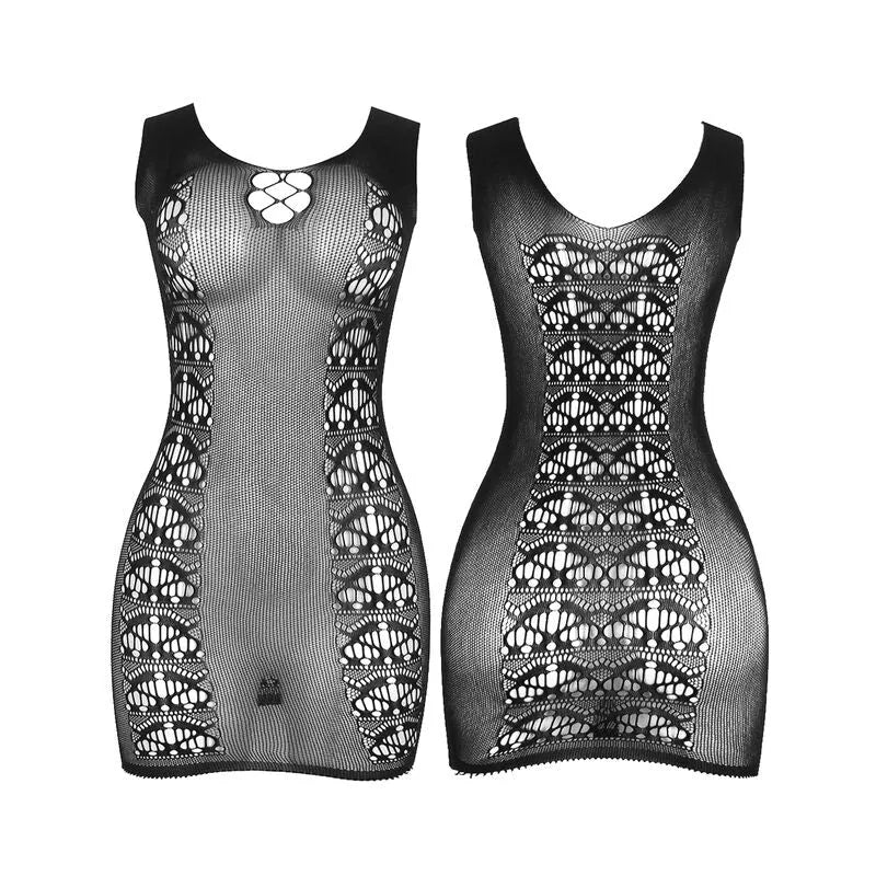 SUBBLIME - 952167 ROBE COURT EN RÉSILLE ÉLASTIQUE NOIR