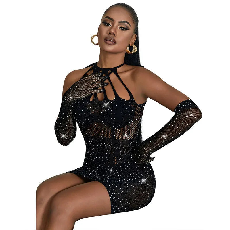 SUBBLIME - 952235 ROBE RÉSEILLE AVEC STRASS NOIR