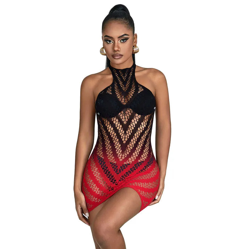 SUBBLIME - 952242 ROBE RÉSILLE ÉLASTIQUE DÉGRADÉ ROUGE ET NOIR