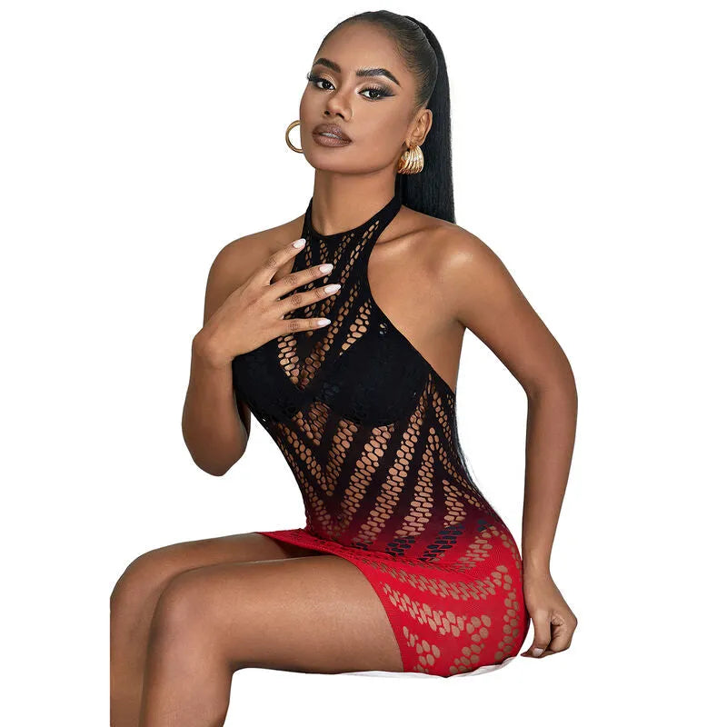 SUBBLIME - 952242 ROBE RÉSILLE ÉLASTIQUE DÉGRADÉ ROUGE ET NOIR
