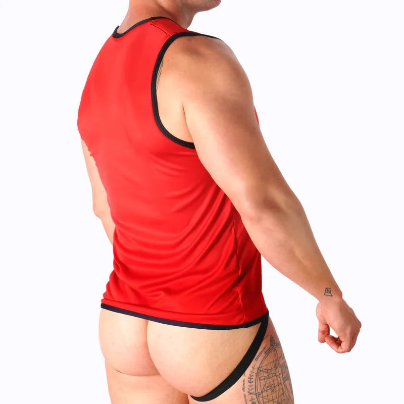 T-shirt homme rouge coupe sportive polyamide viscose ajustement parfait