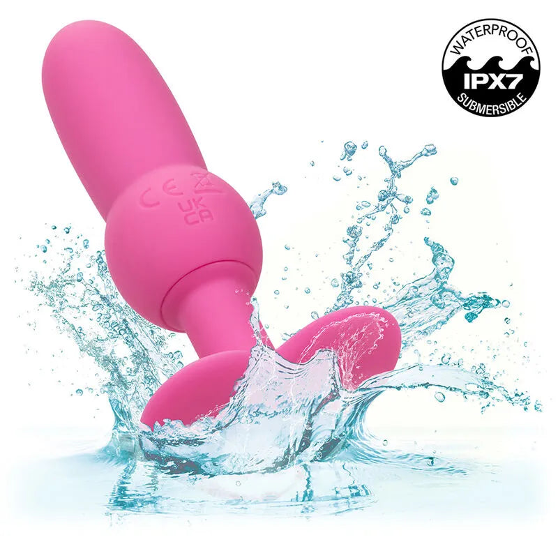 Sonde anale rose perlée vibrante CalExotics, silicone étanche, 10 vibrations, idéale pour débutants et passionnés.