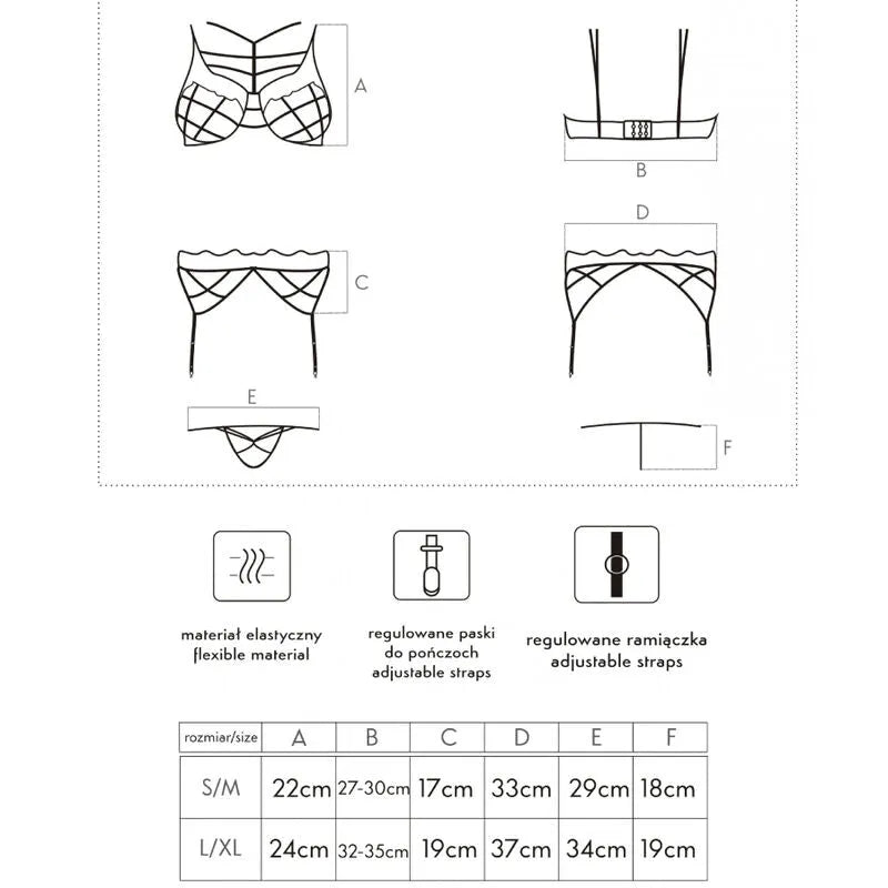 LIVCO CORSETTI FASHION - SOLEDAD LC 20217 SOUTIEN-GORGE + CULOTTE + JARRETIÈRE