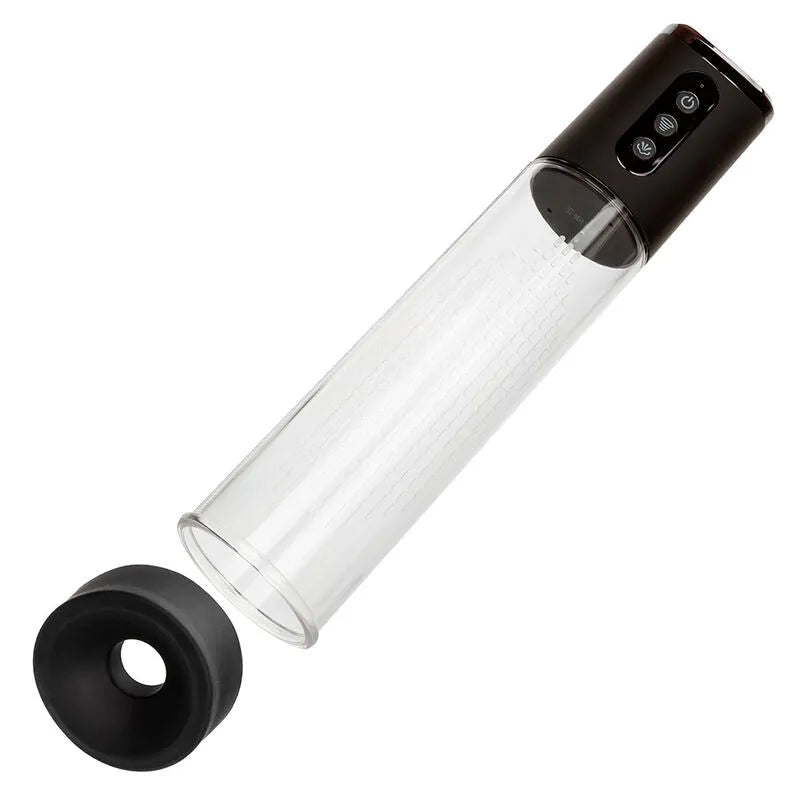 Pompe à onde stimulante noire, tube transparent, boutons de contrôle, design ergonomique, 4 vitesses réglables.