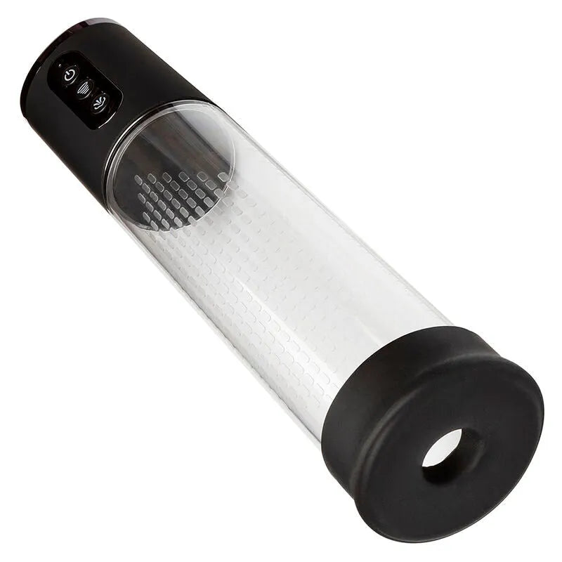 Pompe à onde stimulante noire, design ergonomique, 4 vitesses, bouton de commande, beignet en silicone, rechargeable.