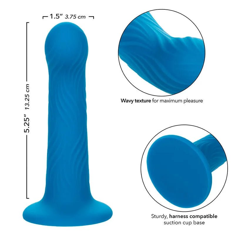 Plug anal ondulé bleu en silicone liquide de qualité, offrant stimulation et douceur pour une exploration intense.