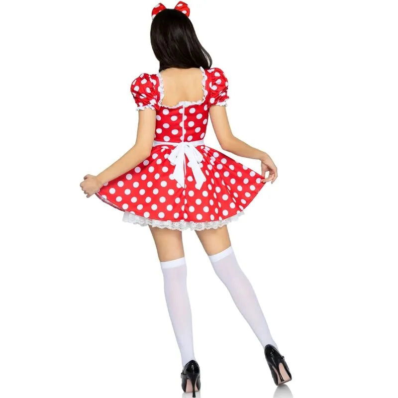 LEG AVENUE - ROBE À POIS + BANDEAU ROUGE/BLANC