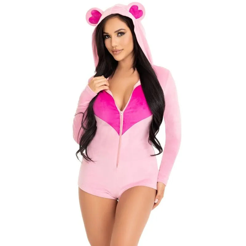 LEG AVENUE - BODY VELOURS OURS EN TEDDY ROSE