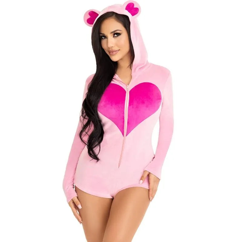 LEG AVENUE - BODY VELOURS OURS EN TEDDY ROSE