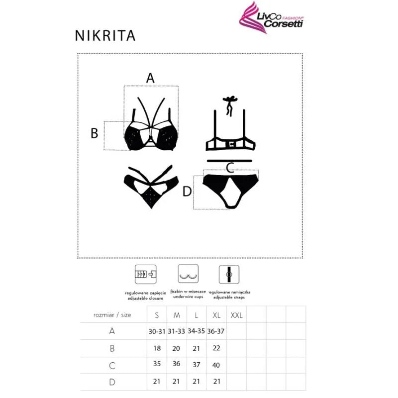 Nikrita ensemble lingerie érotique noir dentelle simili cuir soutien gorge culotte taille basse lanières croisées clous métal ajusté sexy
