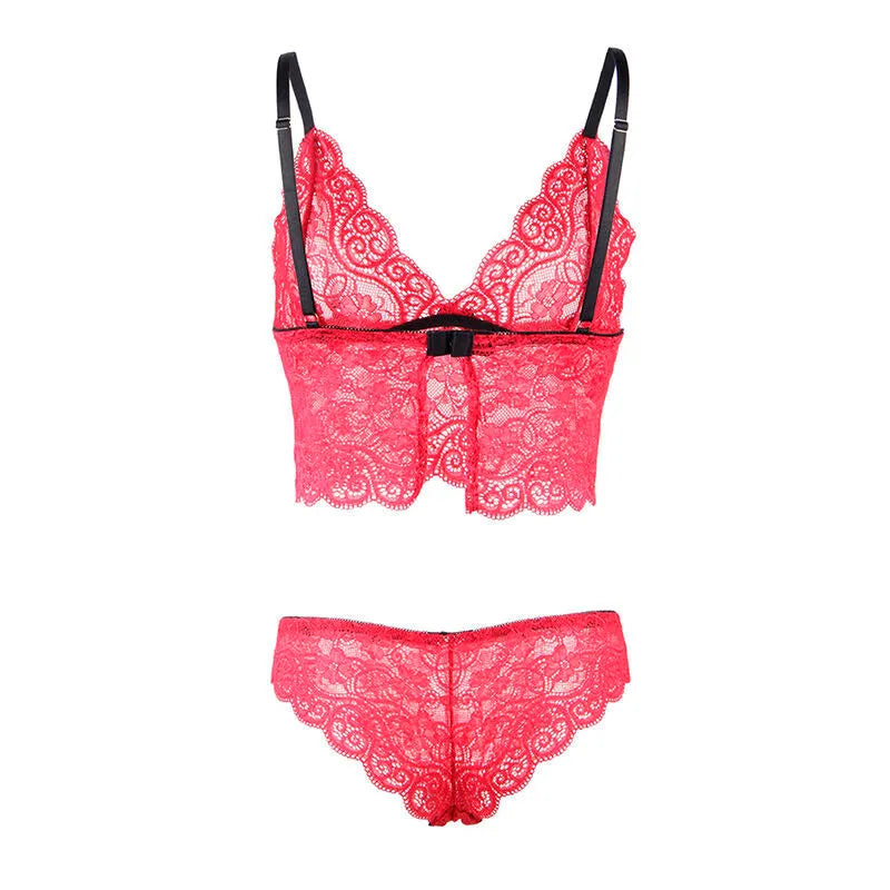SUBBLIME - 953904 CHEMISIER DE NUIT EN SOIE ET DENTELLE + CULOTTE ROUGE