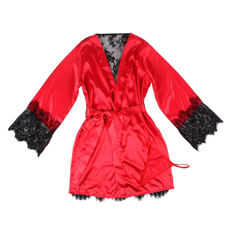 SUBBLIME - 954024 CARACO DOS TRANSPARENT EN DENTELLE + STRING ROUGE/NOIR