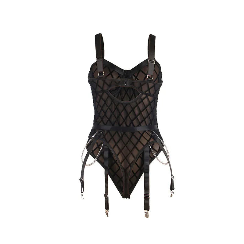 SUBBLIME - 9542277 BODY AVEC CHAÎNES + PORTE-JARRETELLES NOIR