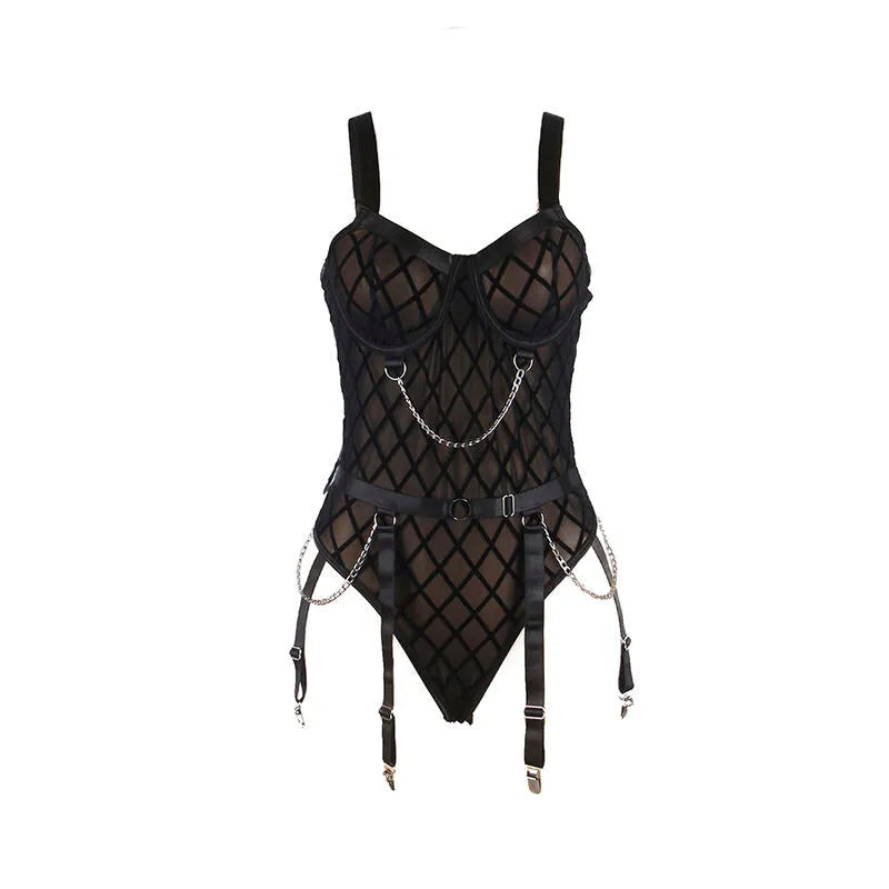 SUBBLIME - 9542277 BODY AVEC CHAÎNES + PORTE-JARRETELLES NOIR
