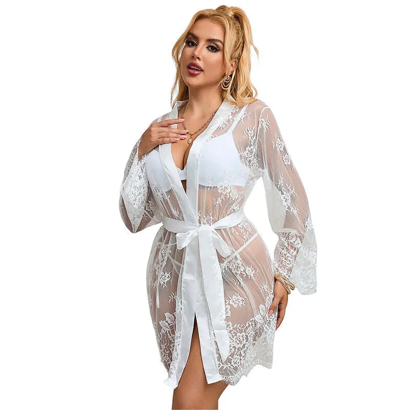 SUBBLIME - 954376 CHEMISE DE NUIT À MANCHES LONGUES À MOTIF FLORAL BLANC