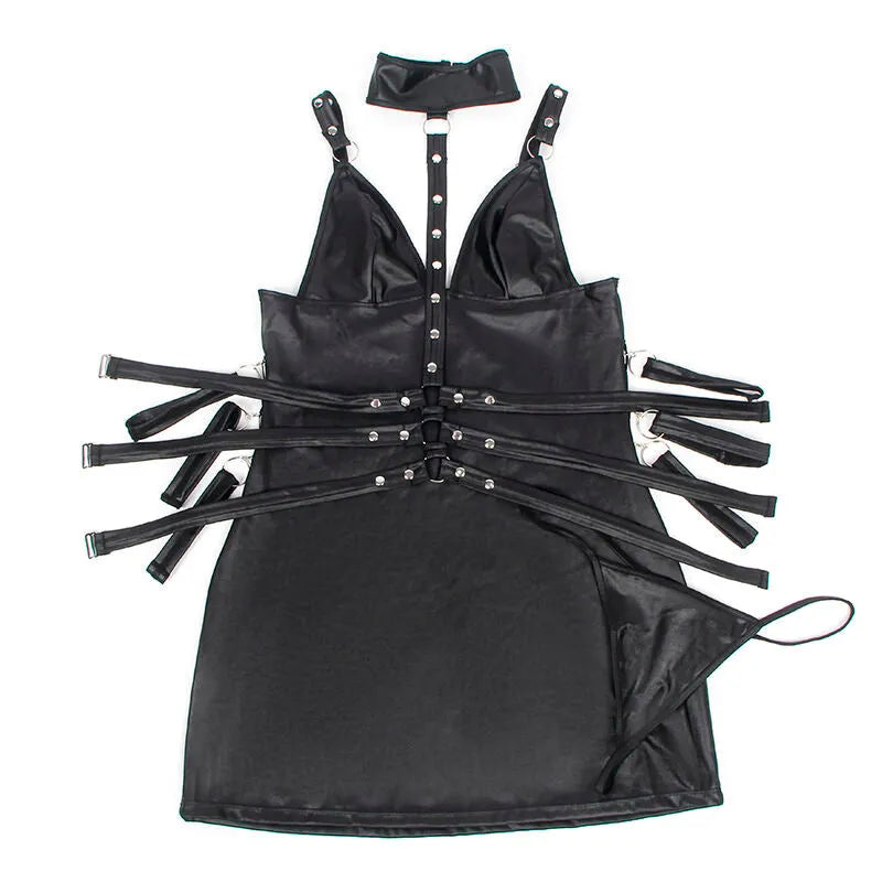 SUBBLIME - 954406 ROBE BONDAGE EN CUIR NOIR