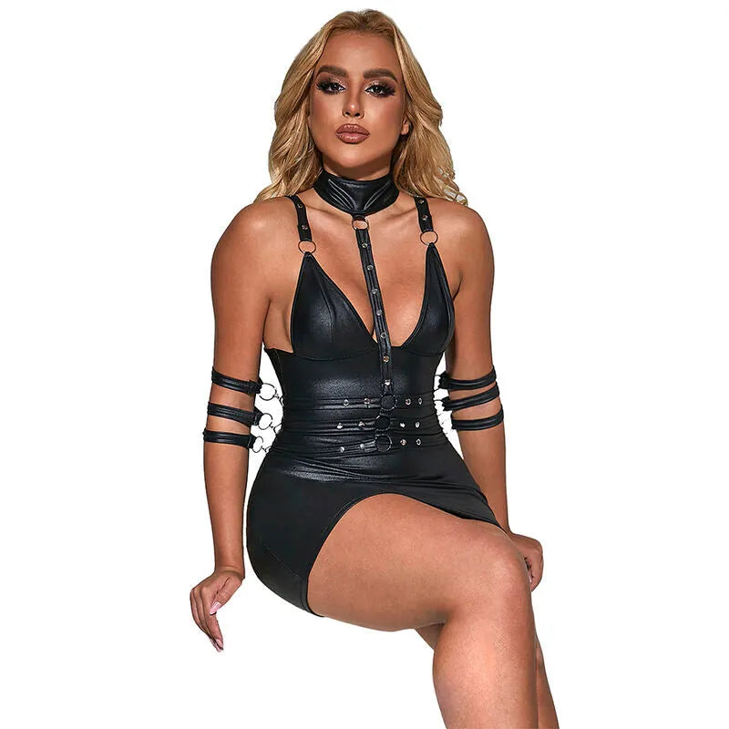 SUBBLIME - 954406 ROBE BONDAGE EN CUIR NOIR