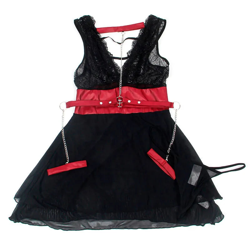 SUBBLIME - 954437 ROBE BONDAGE EN DENTELLE NOIRE