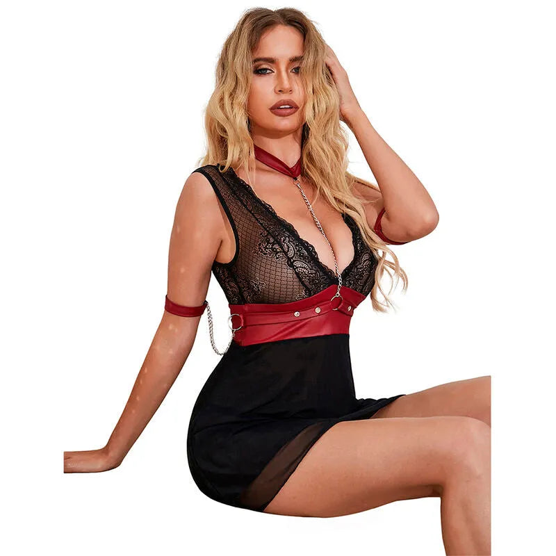 SUBBLIME - 954437 ROBE BONDAGE EN DENTELLE NOIRE