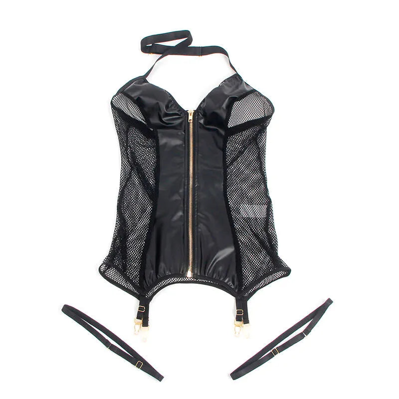 SUBBLIME - 954444 ROBE SEXY EN MAILLE CUIR NOIR