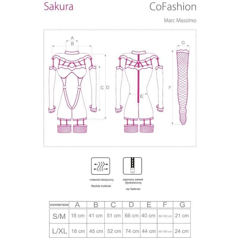 LIVCO CORSETTI FASHION - COMBINAISON SAKURA CF 90357 + GANTS LONGS + PORTE-JARRETELLES NOIR