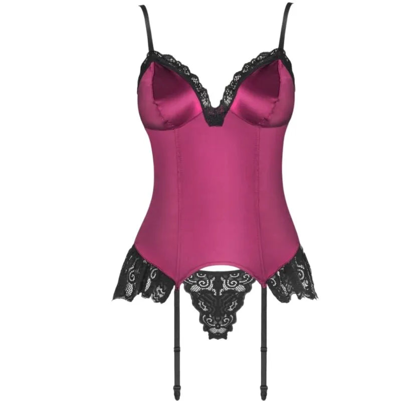 LIVCO CORSETTI FASHION - AGRAFENA CF 90436 CORSET + STRING BORDEAUX