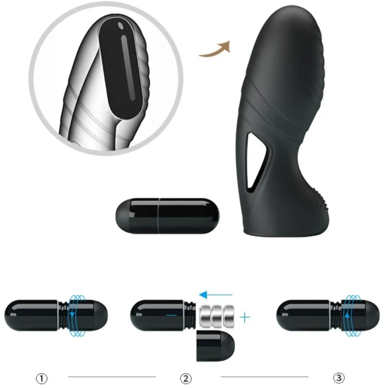 PRETTY LOVE - ALAN VIBRATEUR DE DOIGTS EN SILICONE NOIR