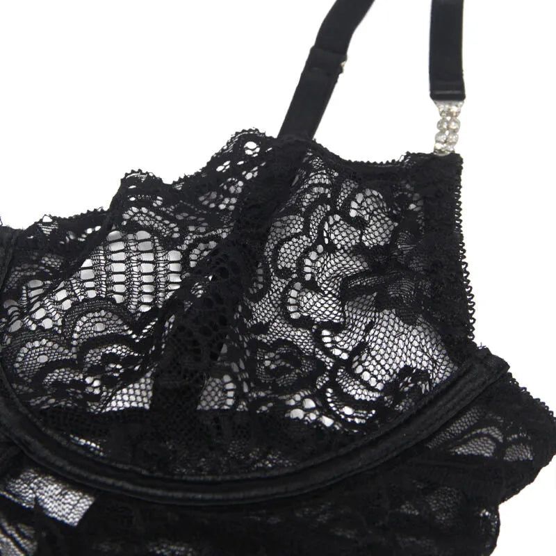 SUBBLIME - 954185 BABYDOLL EN DENTELLE À BRETELLES RÉGLABLES NOIRE
