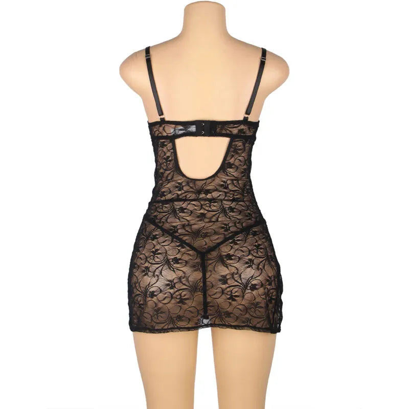 SUBBLIME - 954185 BABYDOLL EN DENTELLE À BRETELLES RÉGLABLES NOIRE