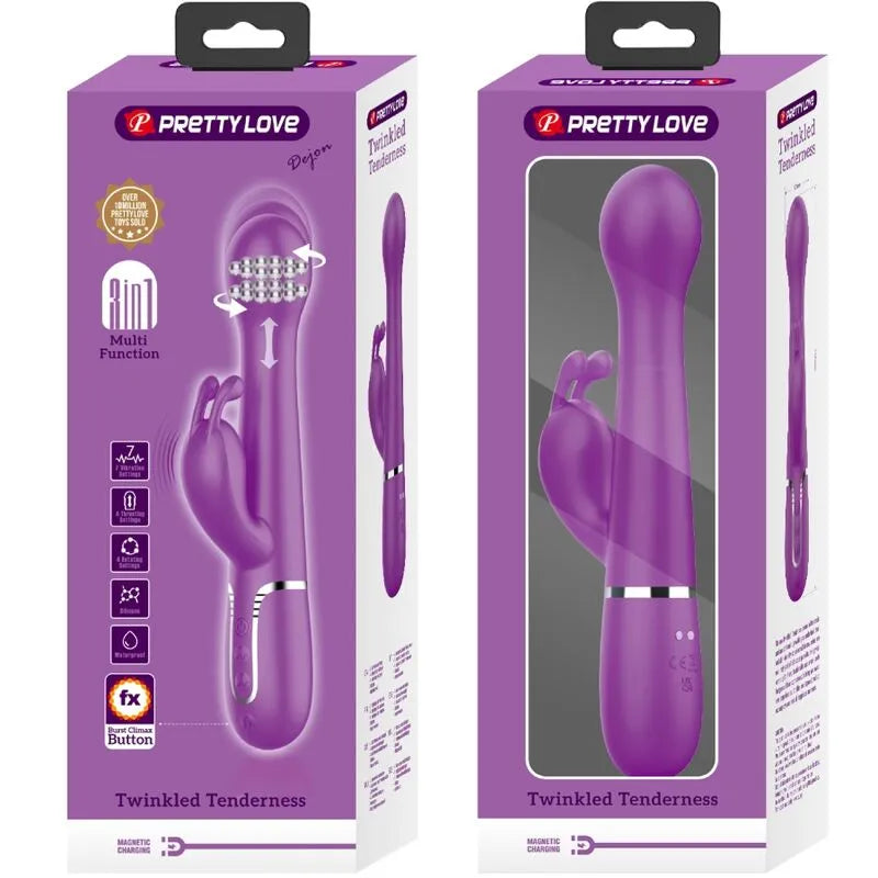 PRETTY LOVE - VIBRATEUR LAPIN MULTIFONCTION 3 EN 1 DEJON VIOLET