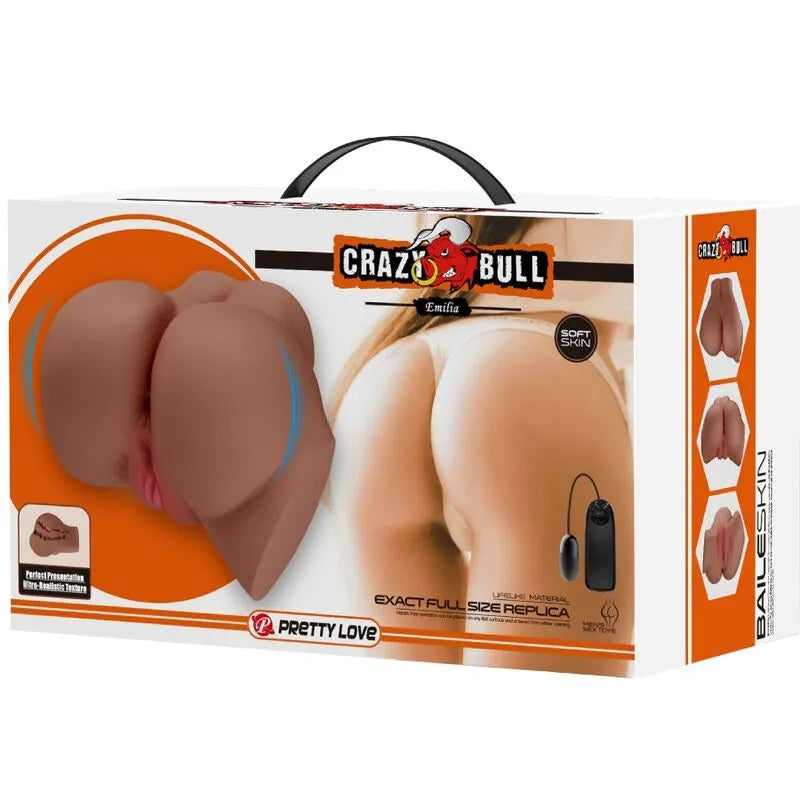 CRAZY BULL - VIBRATEUR EMILIA ASS AVEC VAGIN RÉALISTE ET TÉLÉCOMMANDE DE CHAIR D'ANUS