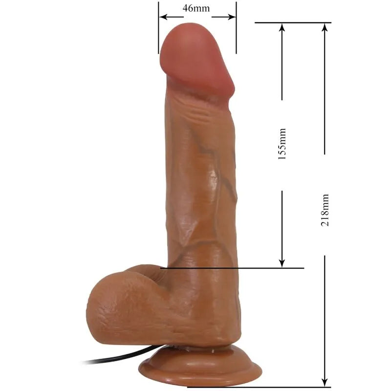 Vibromasseur réaliste Baile 21,8 cm couleur chair avec télécommande, courbé pour stimulation point G, ventouse incluse.