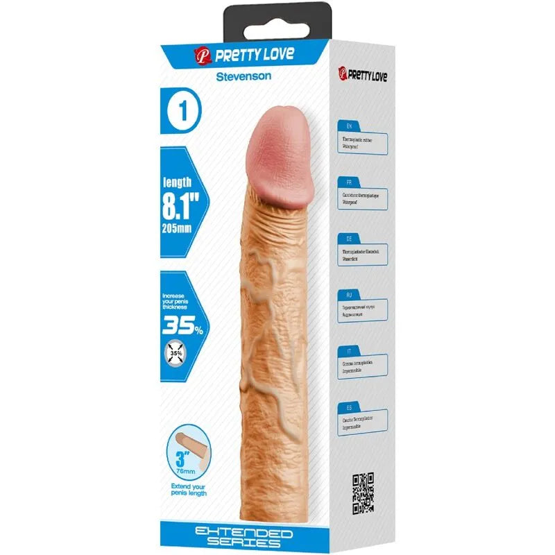 manchon pénis réaliste texturé matériau TPR extension 7,6 cm waterproof