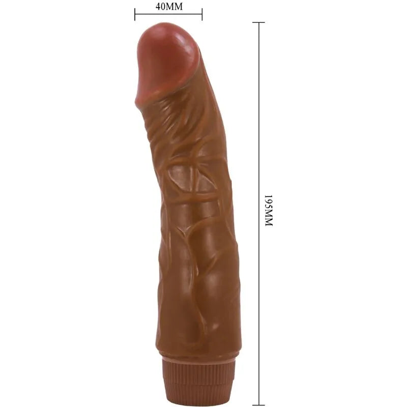 Vibromasseur réaliste mulatto 19,5 cm, texture veinée, couleur peau, fonction vibration, plaisir intense.
